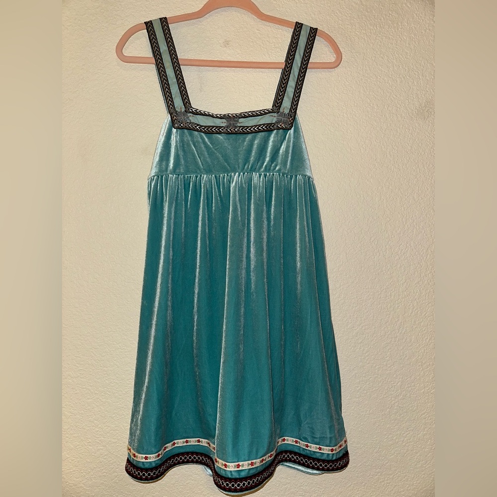 Free People Embroidered Blue and Black Cocktail Dress